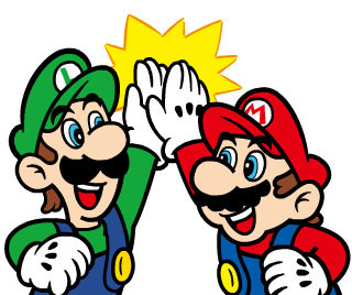 File:Mario and Luigi high-five - Super Mario Sticker.gif