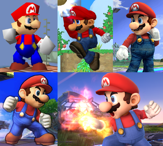 File:Mario throughout the Super Smash Bros. series.png