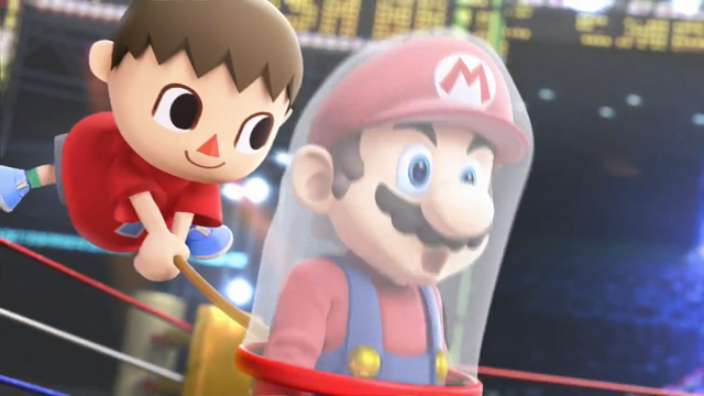 File:Villager Getting Mario Trailer SSB4.png